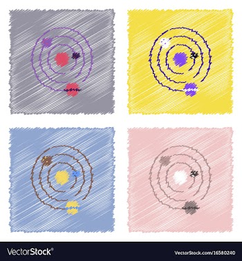 Flat icon design collection planets and the orbit vector image
