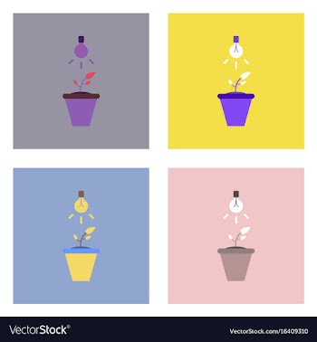 Flat icon design collection plant and light vector image