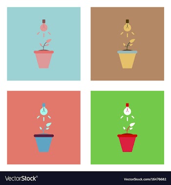 Flat icon design collection plant and light vector image