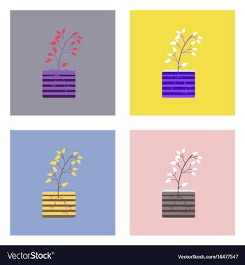 Flat icon design collection plant and root vector image