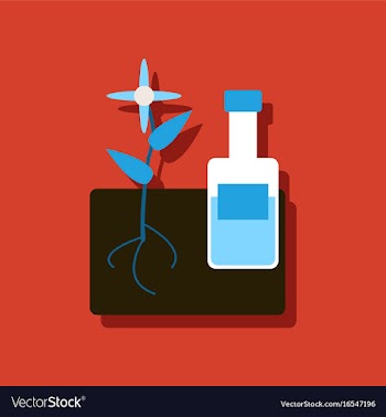 Flat icon design collection plant with bottle in vector image