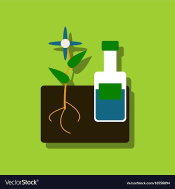 Flat icon design collection plant with bottle in vector image