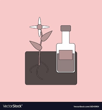Flat icon design collection plant with bottle vector image