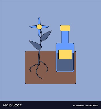 Flat icon design collection plant with bottle vector image