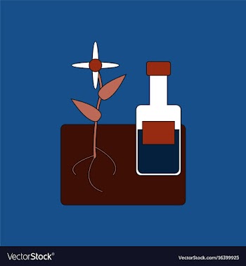 Flat icon design collection plant with bottle vector image
