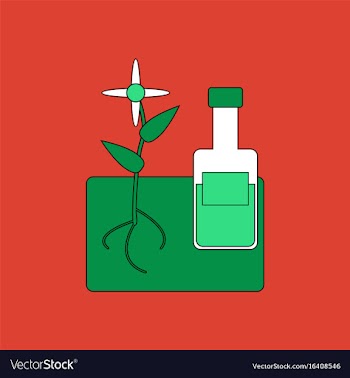 Flat icon design collection plant with bottle vector image