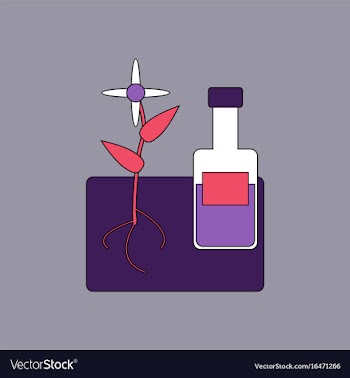 Flat icon design collection plant with bottle vector image