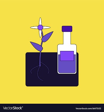 Flat icon design collection plant with bottle vector image
