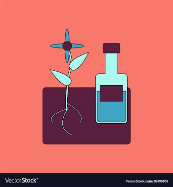 Flat icon design collection plant with bottle vector image