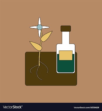 Flat icon design collection plant with bottle vector image