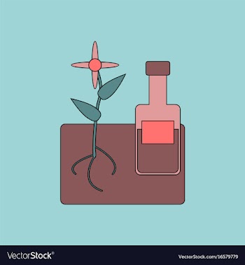 Flat icon design collection plant with bottle vector image