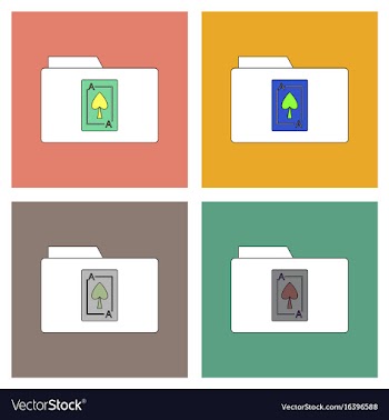 Flat icon design collection playing card on folder vector image