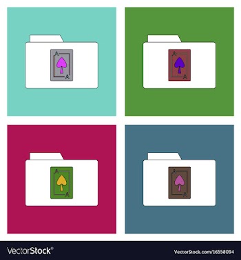 Flat icon design collection playing card on folder vector image