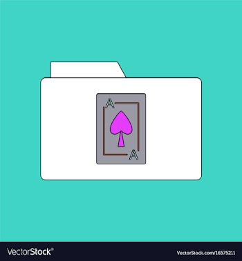 Flat icon design collection playing card on folder vector image