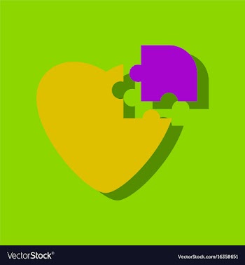 Flat icon design collection puzzle heart in vector image