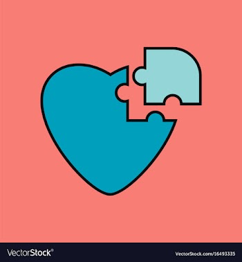 Flat icon design collection puzzle heart vector image