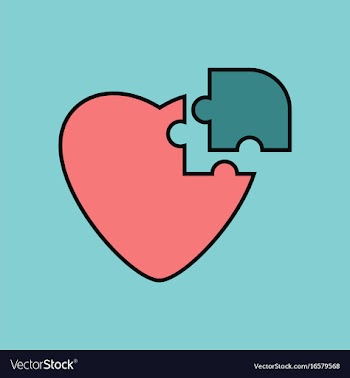 Flat icon design collection puzzle heart vector image