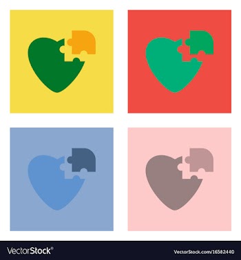 Flat icon design collection puzzle heart vector image