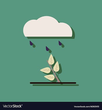 Flat icon design collection rain and bush in vector image