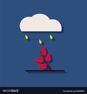Flat icon design collection rain and bush in vector image