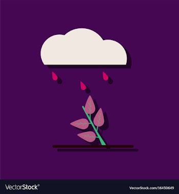 Flat icon design collection rain and bush in vector image