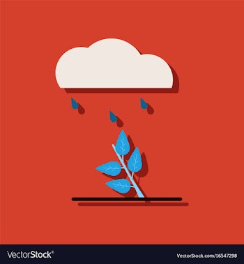 Flat icon design collection rain and bush in vector image