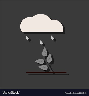 Flat icon design collection rain and bush in vector image