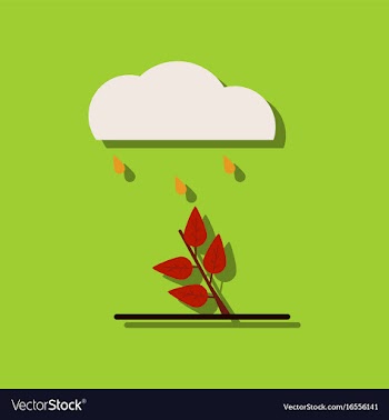 Flat icon design collection rain and bush in vector image