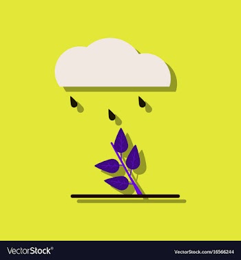 Flat icon design collection rain and bush in vector image
