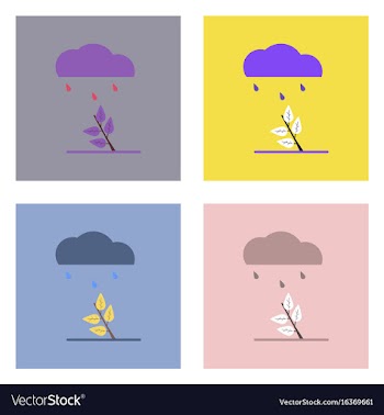 Flat icon design collection rain and bush vector image