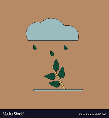 Flat icon design collection rain and bush vector image