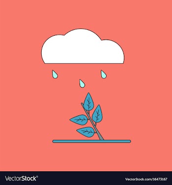 Flat icon design collection rain and bush vector image