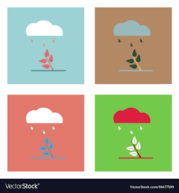 Flat icon design collection rain and bush vector image