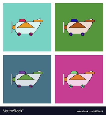 Flat icon design collection retro plane toy vector image