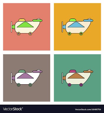 Flat icon design collection retro plane toy vector image