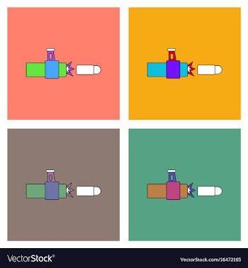 Flat icon design collection rifle bullet shot vector image