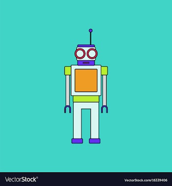 Flat icon design collection robot toy with antenna vector image