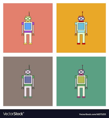 Flat icon design collection robot toy with antenna vector image