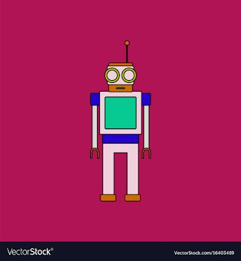 Flat icon design collection robot toy with antenna vector image