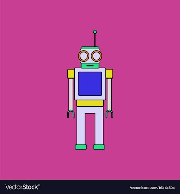 Flat icon design collection robot toy with antenna vector image