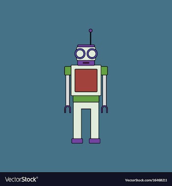 Flat icon design collection robot toy with antenna vector image