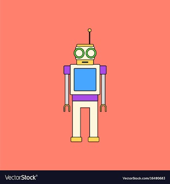 Flat icon design collection robot toy with antenna vector image