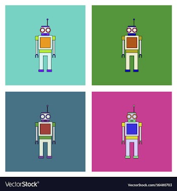 Flat icon design collection robot toy with antenna vector image