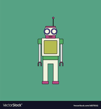 Flat icon design collection robot toy with antenna vector image