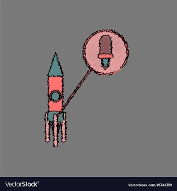 Flat icon design collection rocket and engine in vector image