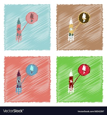 Flat icon design collection rocket and engine in vector image
