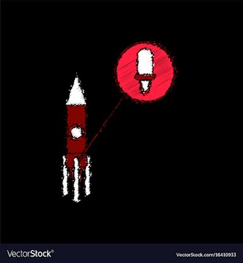 Flat icon design collection rocket and engine in vector image