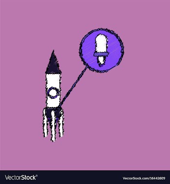 Flat icon design collection rocket and engine in vector image