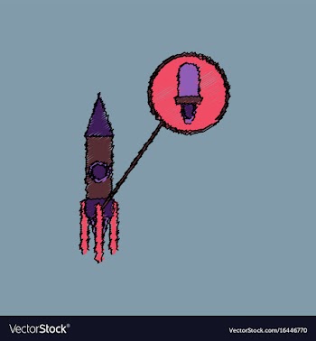 Flat icon design collection rocket and engine in vector image