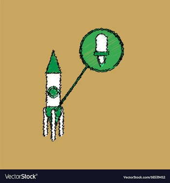 Flat icon design collection rocket and engine in vector image